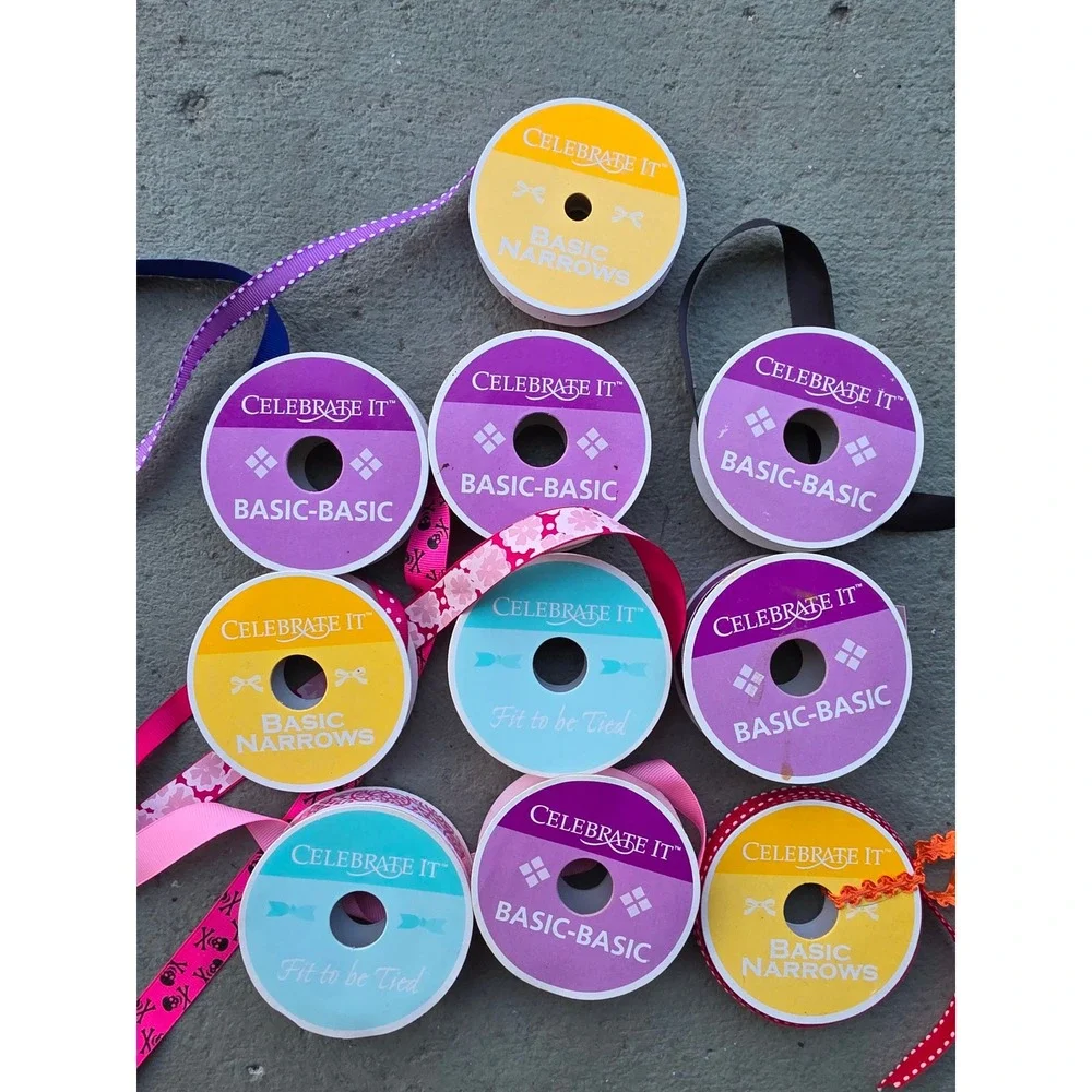 Celebrate It Craft Ribbon Lot 10‎ Spools Grosgrain Satin Glitter Floral Skulls